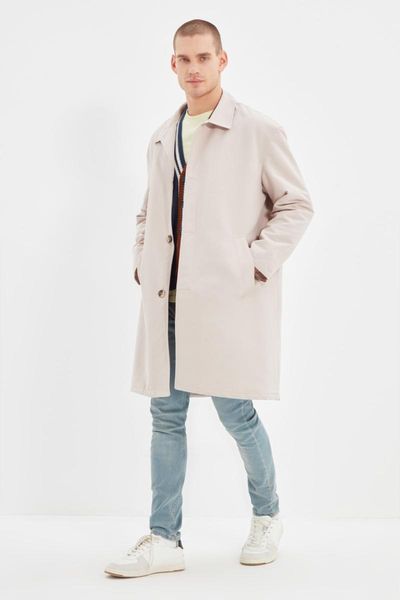 

men's jackets trendyol men oversize shirt collar coat tmnaw22kb0065, Black;brown