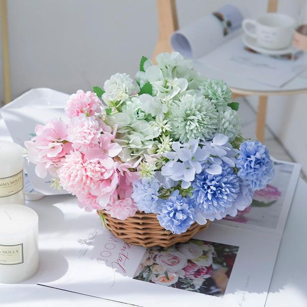 

decorative flowers & wreaths hydrangea carnation chrysanthemum ball wedding simulation bouquet artificial handmade silk flower arrangement n