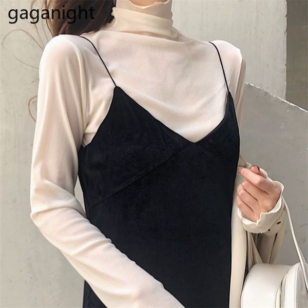 

spring autumn fashion solid women long sleeve lace basic shirts high waist slim mesh girls white office lady 210601