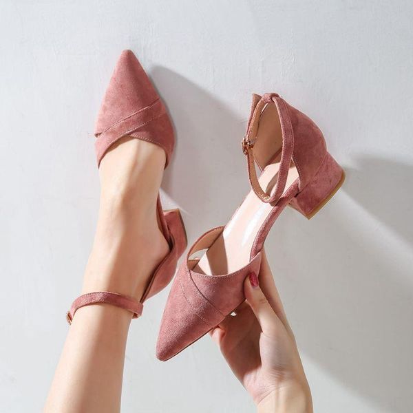 

dress shoes coolulu women dorsay pumps ankle strap pointed toe spring/autumn square mid heel ladies size 34-43, Black