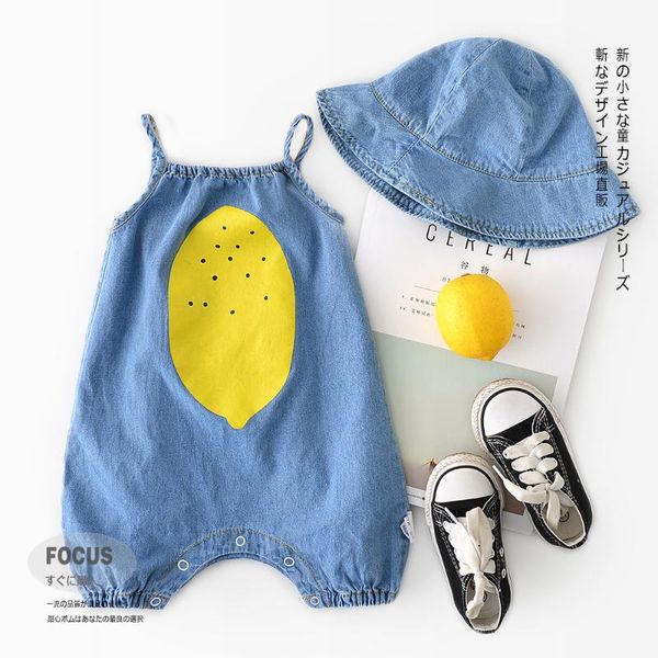 

clothing sets summer 2021 boys and girls' cute cartoon printed lemon denim backpacks hats, White