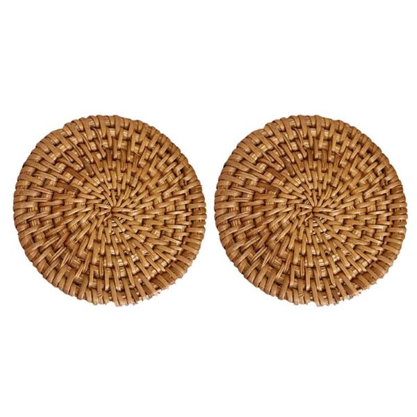 

mats & pads 2pcs rattan woven retro braided durable teacup for home