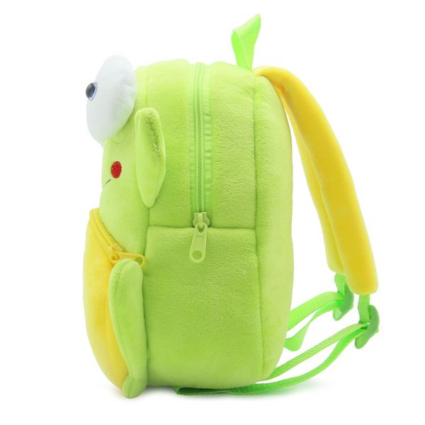 

children school backpack cartoon cute frog design comfortable soft plush material for toddler girls kindergarten kids snacks bag