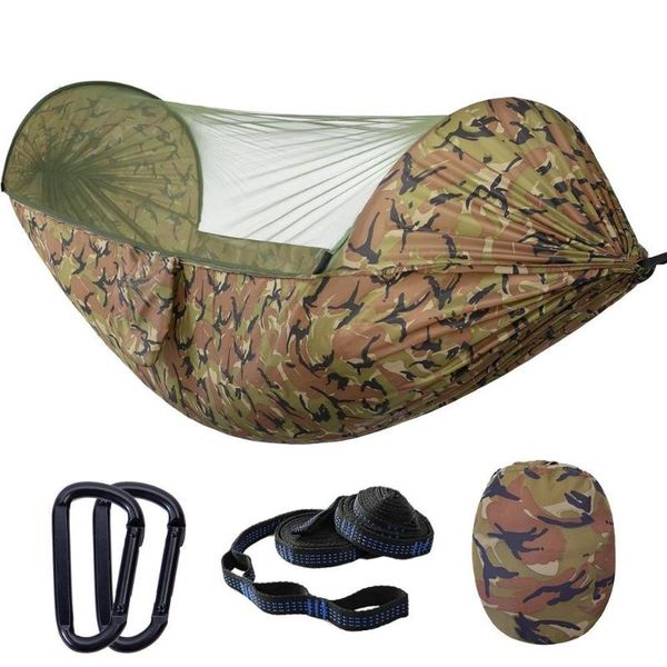 

tents and shelters 2021 camping hammock with mosquito net -up light portable outdoor parachute hammocks swing sleeping stuff -40