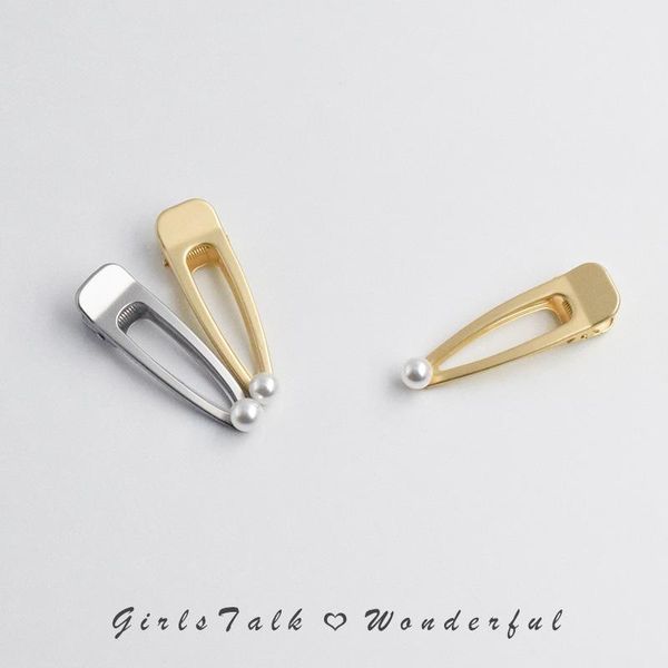 

hair clips & barrettes ganxin matte metal pearls clip tiktak accessories for women korean gold silver color barrette hairpins pins boh, Golden;silver