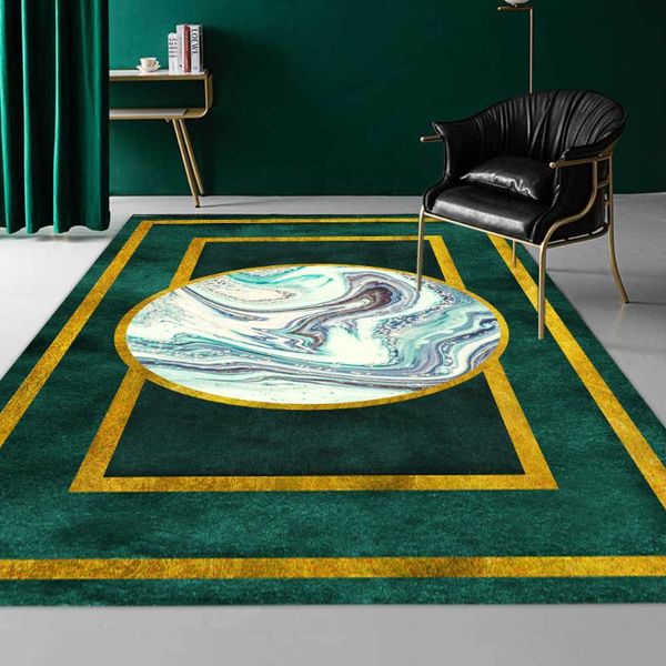 

nordic simple dark green carpet luxury abstract geometric marble printed rug for living room floor mat bedroom bathroom rug