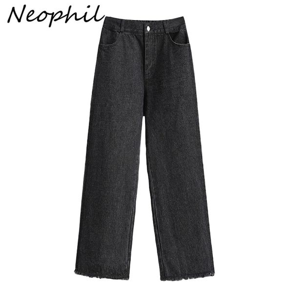 

neohil 5xl winter fashion women black straight denim ankle-length jeans high waist casual high street wide leg pants p9718 210311, Blue