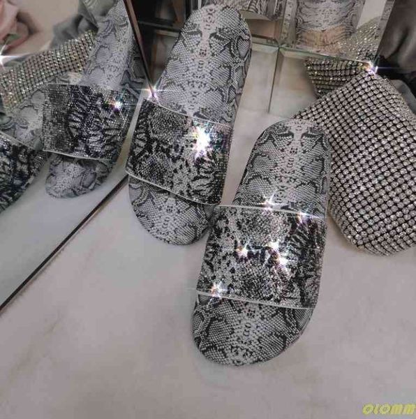 

official website 70% off outlet summer luxury rhinestone women slippers platform flat heels open toe thick sole zebra beach slides fashion s, Black