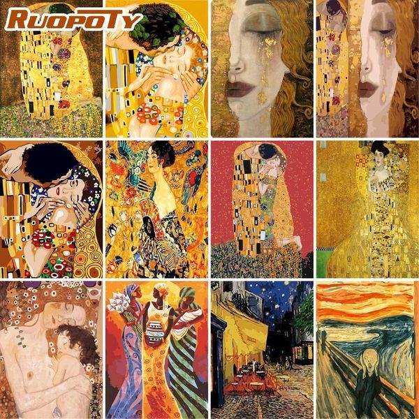 

paintings ruopoty diy frame painting by numbers kits for adults abstract figure paint modern home decor gift