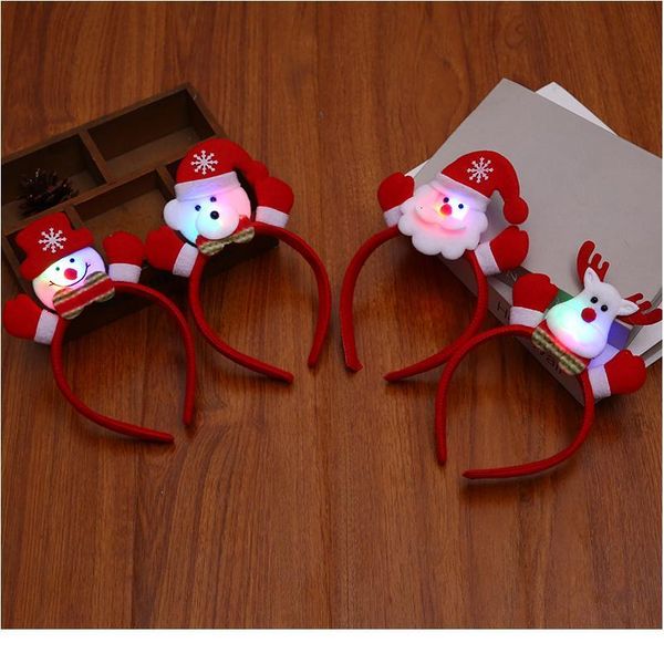 

led light christmas hairhoop santa elk bear xmas snowman hairband girls women hair accessories party costume festival qylqbs, Blue;red