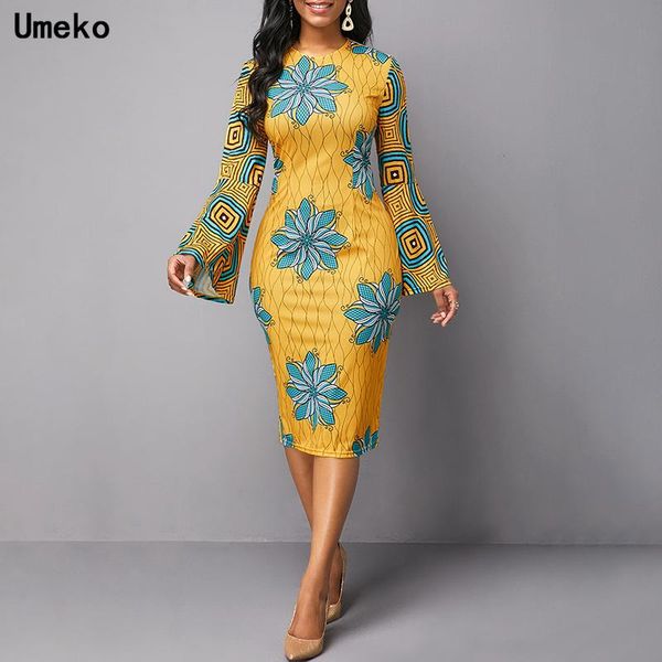

umeko 2021 african dresses for women dashiki print news tribal ethnic fashion o-neck ladies clothes casual dress robe party, Black;gray