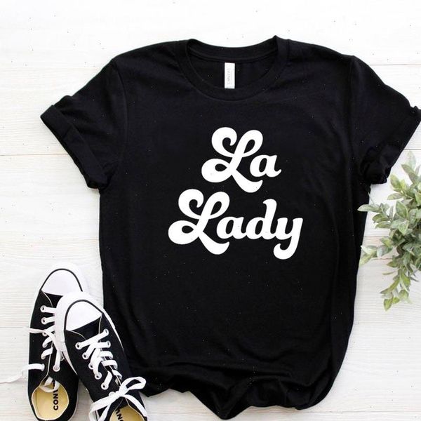 

women t shirt la lady letters print tshirt women short sleeve o neck loose t shirt ladies causal shirt clothes, White