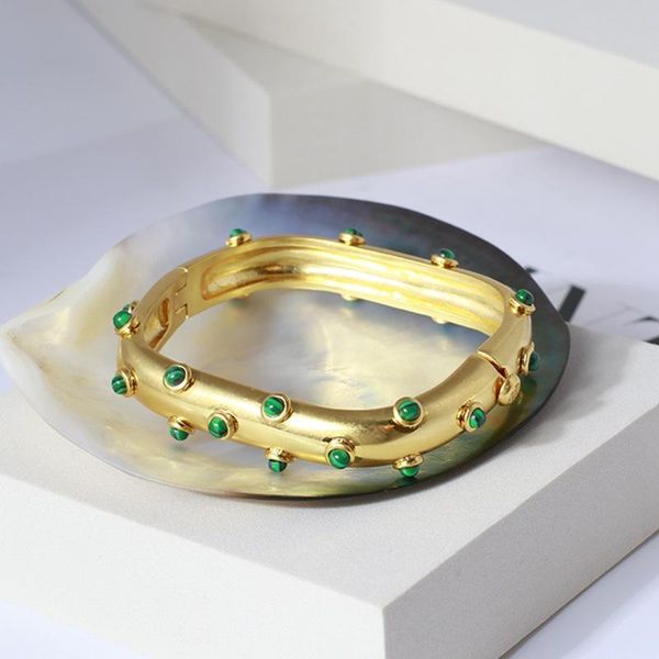 

bangle european and american square three-dimensional inlaid green pink stone bracelet jewelry for women, Black