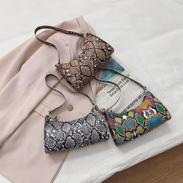 

evening bags women's bag vintage women snake pattern print pu leather shoulder underarm for casual ladies small handbags purse