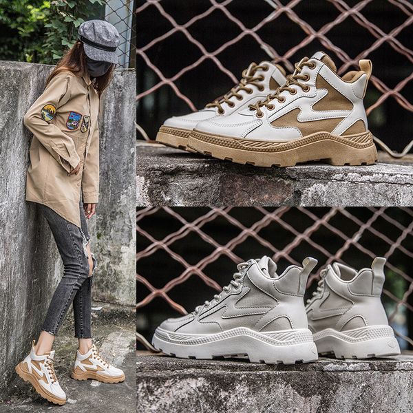 

2020 autumn new high-shoes womens all-match comfortable breathable trendy sports casual high-thick-soled short boots