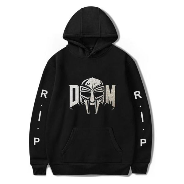 

men's hoodies & sweatshirts print mf doom hoodie pullover women tracksuit harajuku streetwear american rapper rip hip hop style plus, Black