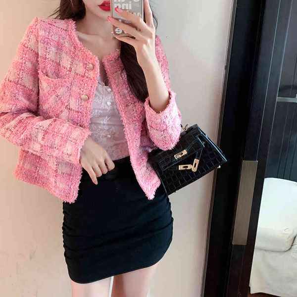 

two piece dress zawfl - women's tweed jacket, single chest round neck, lattice tight clothing, fashion in 2021, White