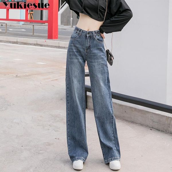 

women's jeans high waist plus size boyfriend for women ripped long mom vintage full length denim woman pants female, Blue