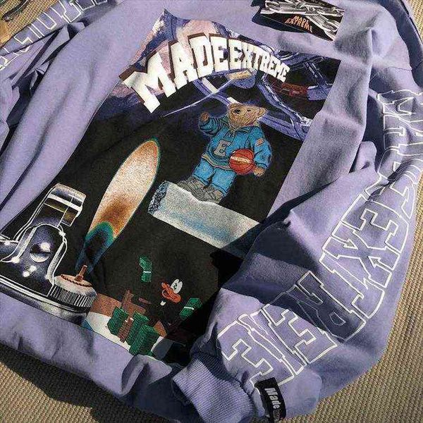 

harajuku bear letter printed street style thick purple hoodie autumn warm pullover coat women punk hoodies vintage grunge, Black