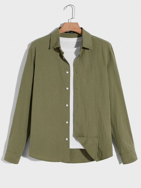 

men solid button front shirt without tee 90ej#, White;black