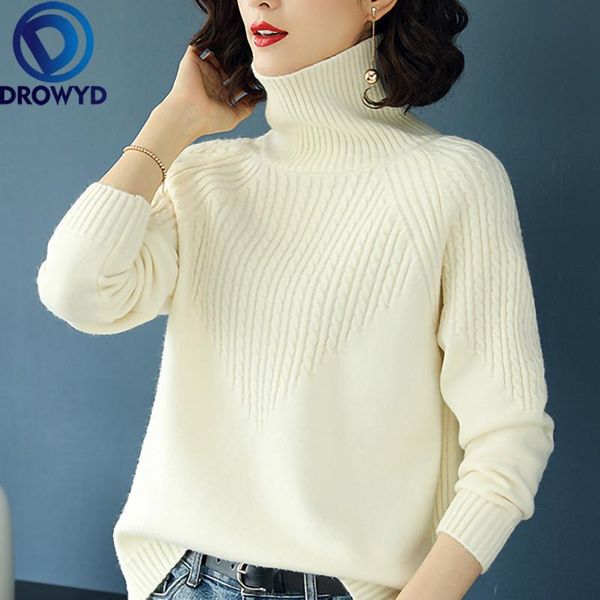 

women's sweaters multicolor vintage turtelneck sweater women fall soft cotton slim knitted tide thick winter korean casual simple chic, White;black