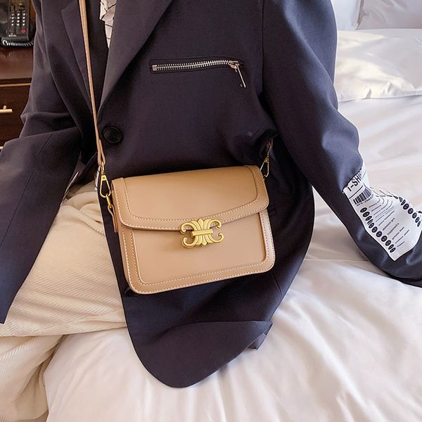 

70% bags women new solid color small square bag net red texture lock single shoulder messenger bag