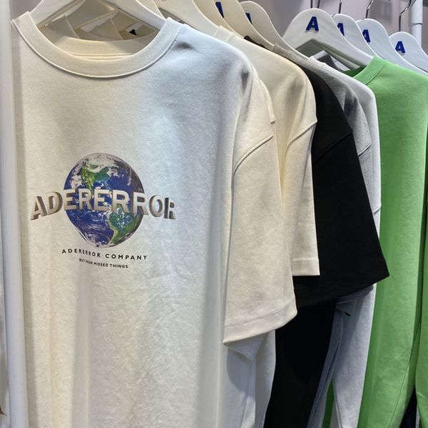 

2021 new 0.5kg de tecido grosso 1:1 melhor verso ader erro camiseta masculino mulheres casais t camisa adererror empresa impresso 8m3o, White