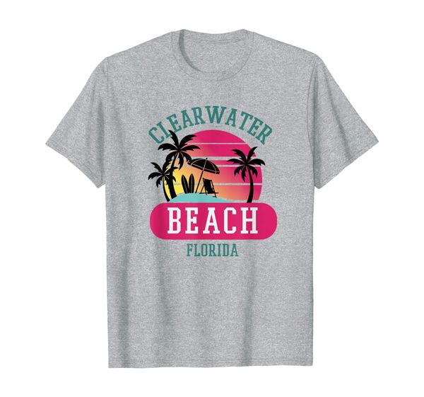 

retro cool clearwater beach original florida beaches tshirt, White;black