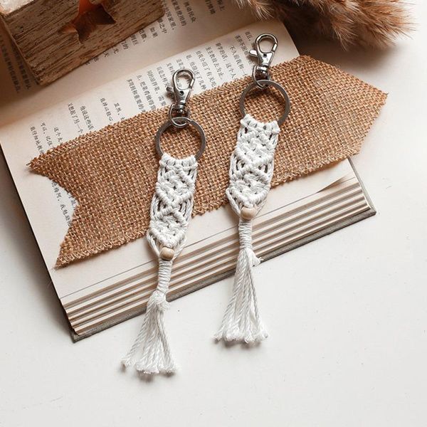 

decorative objects & figurines cotton woven macrame keychains boho bag charms with tassels handcrafted accessories for car key purse wallet