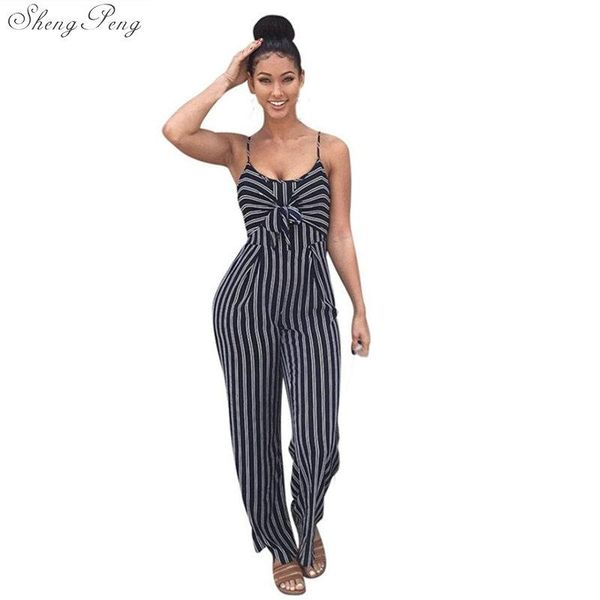 

women's jumpsuits & rompers ladies women striped bow clubwear playsuit bodysuit party overall jumpsuit strappy romper sleeveless long t, Black;white