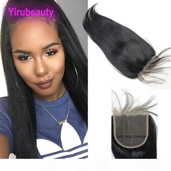 

peruvian human hair closures 5x5 lace closure with baby hair 5x5 hair products 8-24inch middle three part yirubeauty, Black;brown