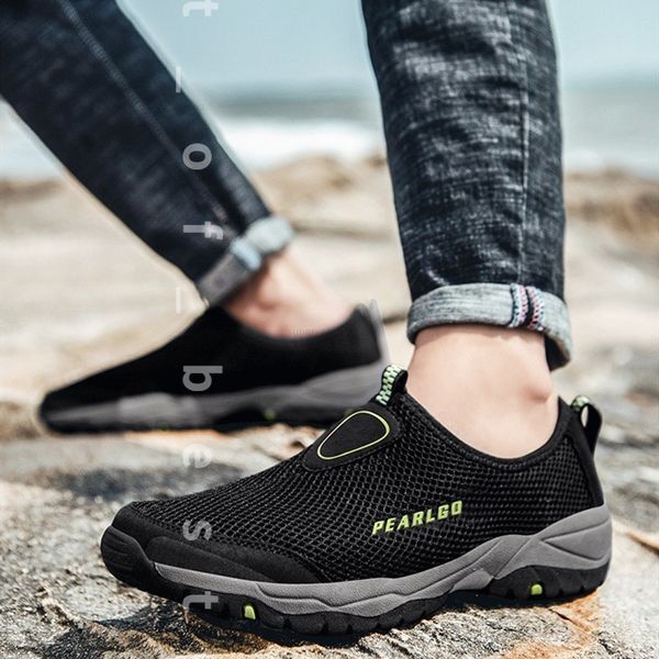 

men's rubber outdoor & hiking shoes breathable mesh slip-on sneakers 0324