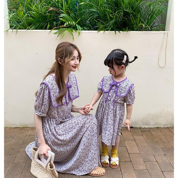 

girl's dresses girls floral korean fashion children elegant chiffon summer baby girl party costumes mom and parent-child dress, Red;yellow