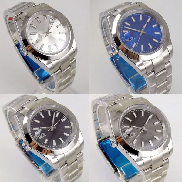 

4 models fashional saphire glass 40mm sterile dial self winding men's watch automatic men timewatch, Slivery;brown