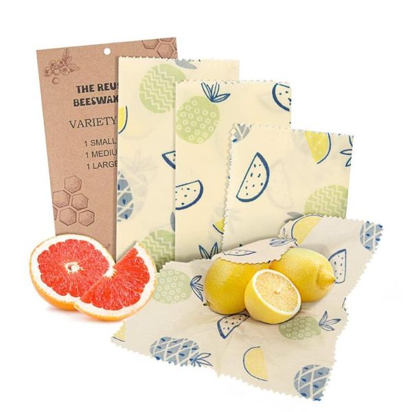 

food savers & storage containers beeswax wraps,reusable saran wrap bag 3 pack,eco friendly cloth lid cover fresh keeping plastic free