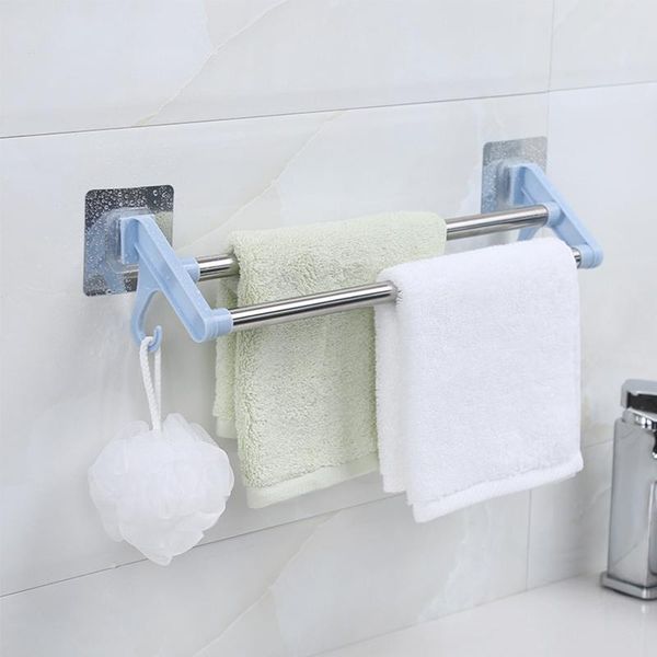 

towel racks double bar rotating rack bathroom kitchen wall-mounted polished holder adhesive ss