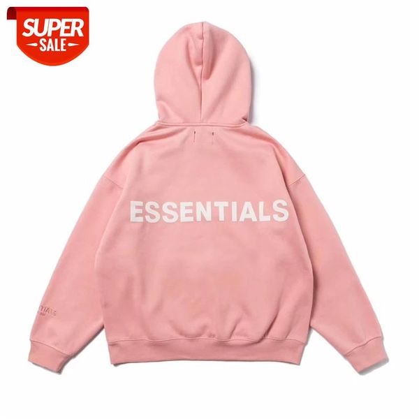 

autumn winter new fog 3m reflective essentials hoodies men women solid color cotton essentials hoodie sweatshirts #px3s, Black