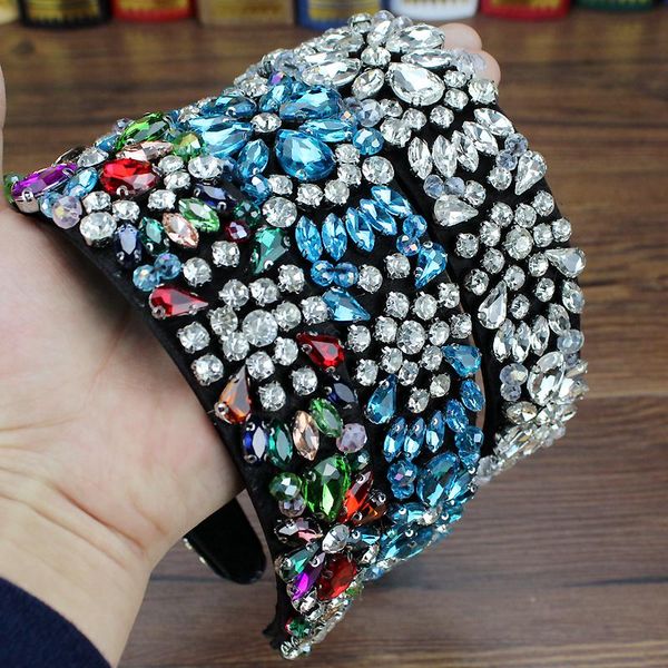 

hair clips & barrettes wide handmade clear crystal and beads wedding headbands rhinestone hairbands floral headdress for women cute accessor, Golden;silver
