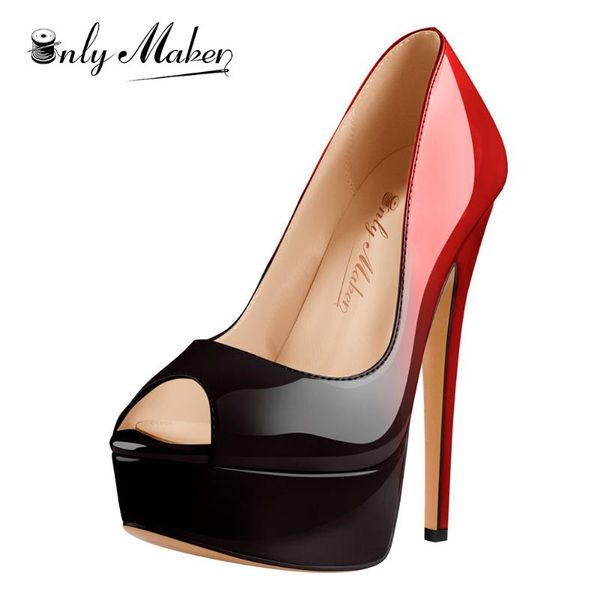 

dress shoes onlymaker peep toe platform slip on high heel pumps thin stiletto heels party red black gradient plus size us5~us15
