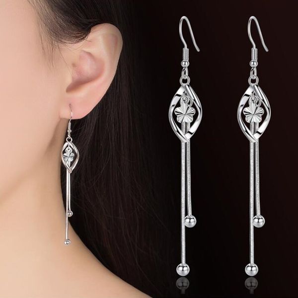 

nehzy 925 sterling silver new jewelry woman fashion earring retro long tassel flower exaggerated pop earrings, Golden;silver