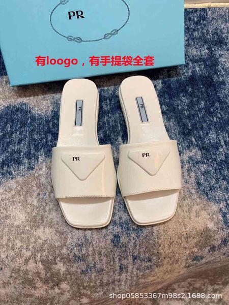 

p family patent leather flat slippers for women ysj, Black