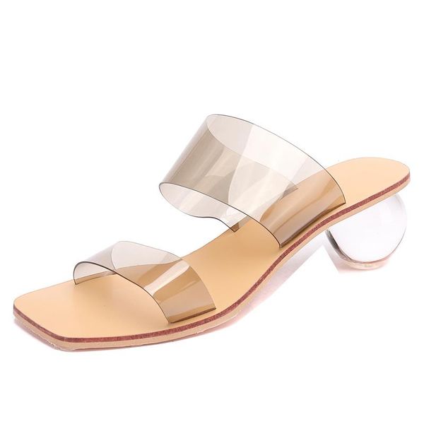 

slippers summer women shoes peep toe high heels party wedding dress pvc transparent slip-on slingback pumps fs21s94, Black