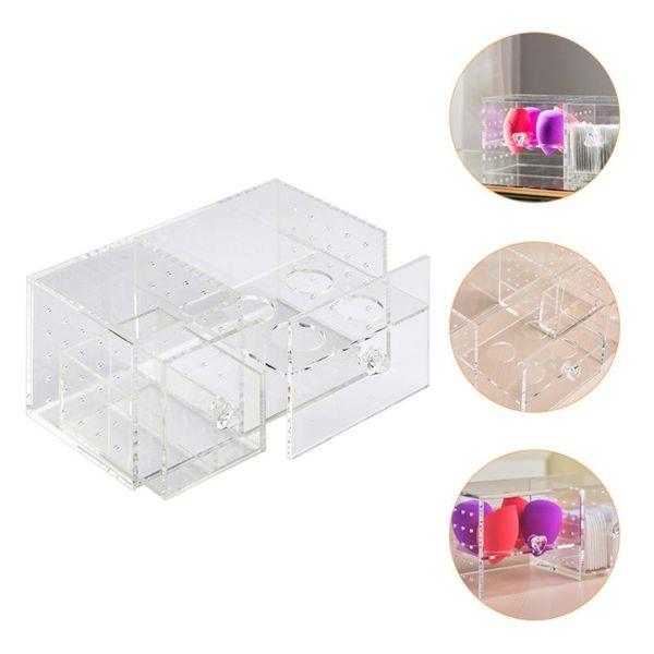 

storage boxes & bins 1 pc cotton pad box drawer-type makeup rack (transparent)