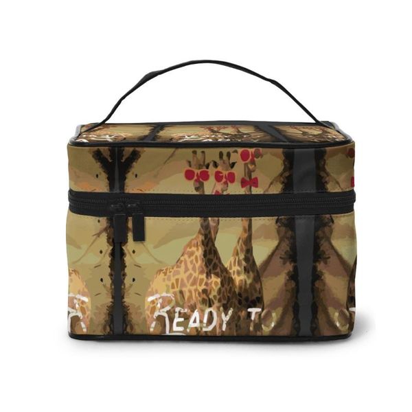 

high capacity makeup bag travel cosmetic bag giraffe party time beauty
