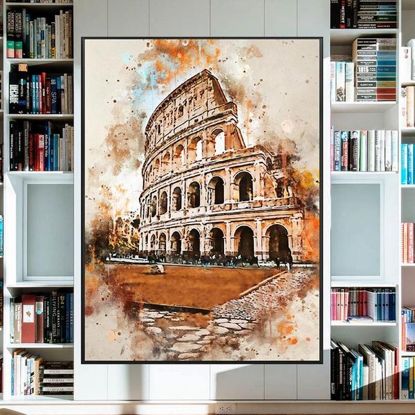 

paintings rome painting on watercolor canvas wall art picture print home decoration poster living room
