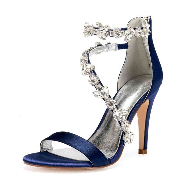 

sandals crystal thin strap rome style lady satin evening dress sandals bridal wedding party night club high heel shoes pump colors yn7b, Black