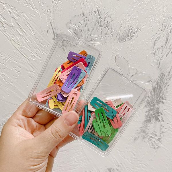 

hair accessories 30pcs/box mini 3cm bb clips metal snap hairpins waterdrop rectangle for girls cute colorful kids hairgrips, Slivery;white