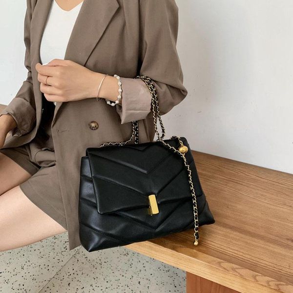 

cross body solid color chain women shoulder bags for 2021 designer crossbody bag large capacity lady women's handbag purse