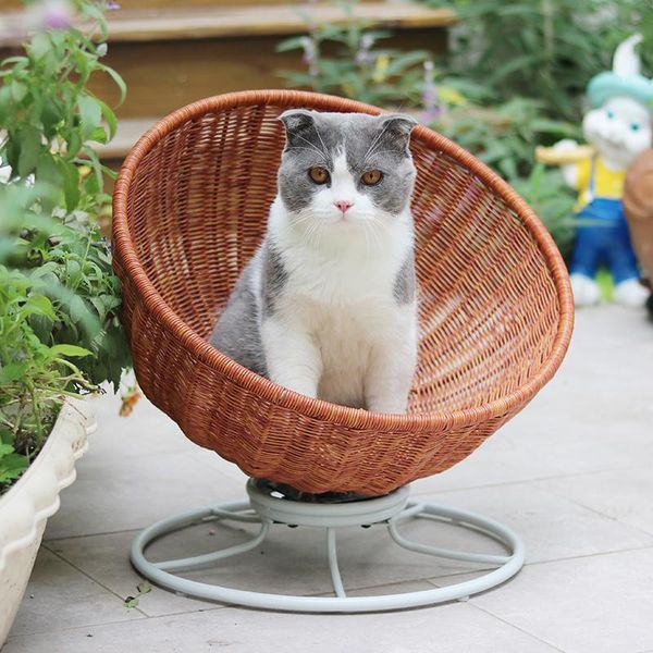 

cat beds & furniture handmade rattan nest all seasons breathable and warm easy to clean pet supplies environmental protection material cats