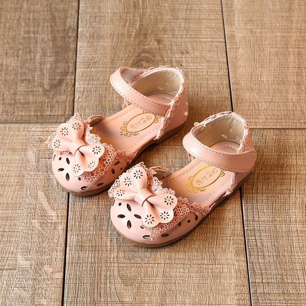 

2021 spring and summer new baby girl student sandals bow little princess shoes toddler shoes 1-3 years old little girl shoes, Black;red